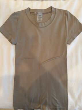 Aritzia Seamless Short Sleeve Tee in Light Taupe